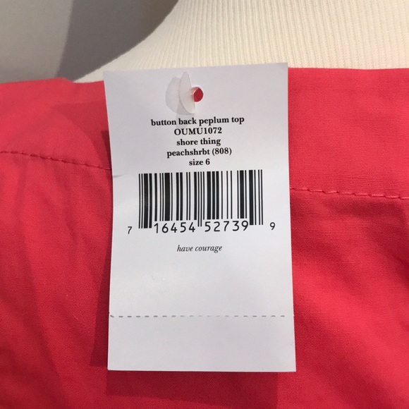 NWT Kate Spade Shore Thing Peplum Top, coral, 6 - Picture 5 of 5